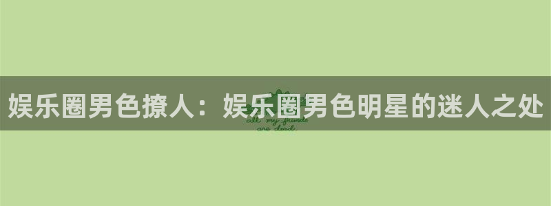 新航娱乐集团总部：娱乐圈男色撩人：娱乐圈男色明星的迷人之处